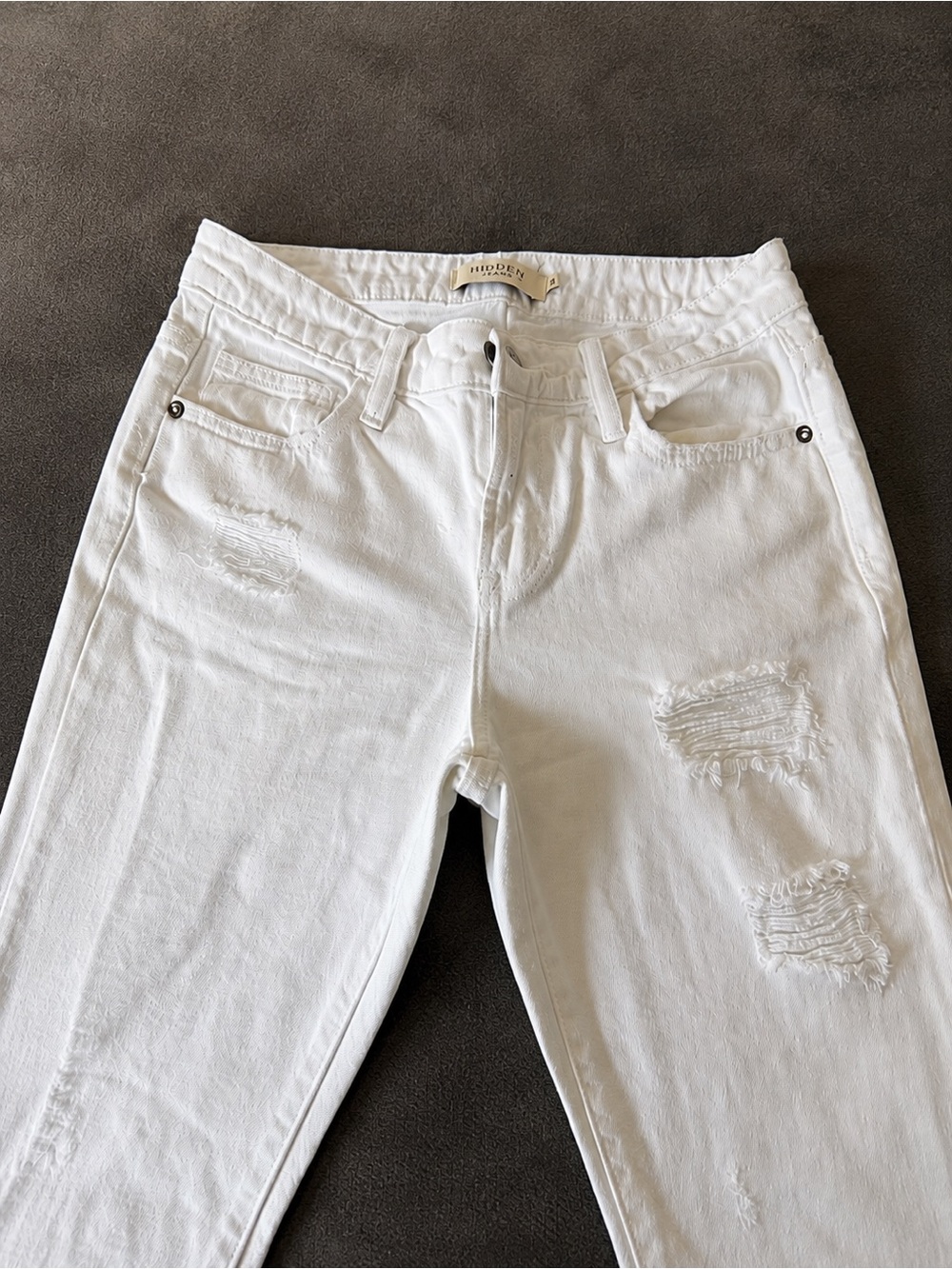 Hidden Jeans Women’s Size 25 White Distressed Ripped 100% Cotton Denim Jeans